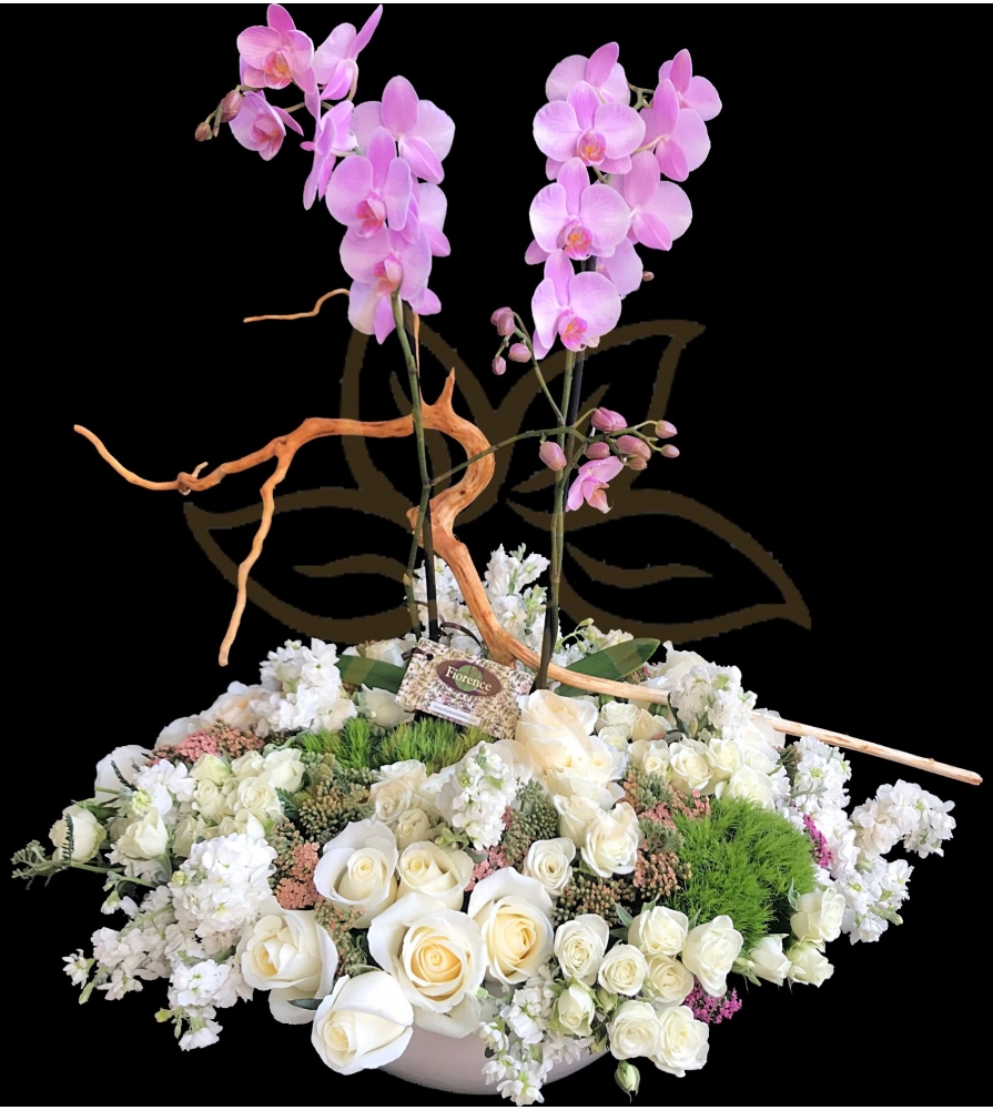 Rosas Lisianthus y Orquídea